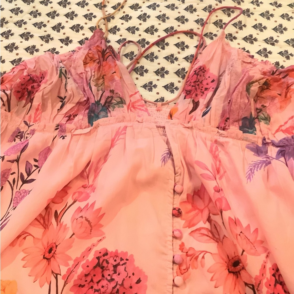 Anthropologie Floral Maxi Dress in Pink and Orange - Picture 11 of 16